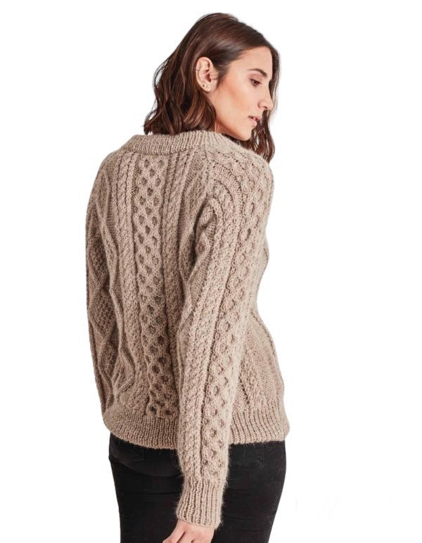 Hand Knit Emma Cable Pullover Alpaca Sweater