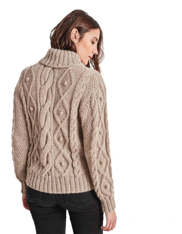 Hand Knit Alpaca Cable Turtleneck Sweater