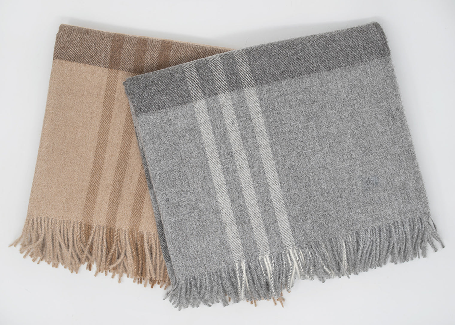 Alpaca Undyed Plaid Throw