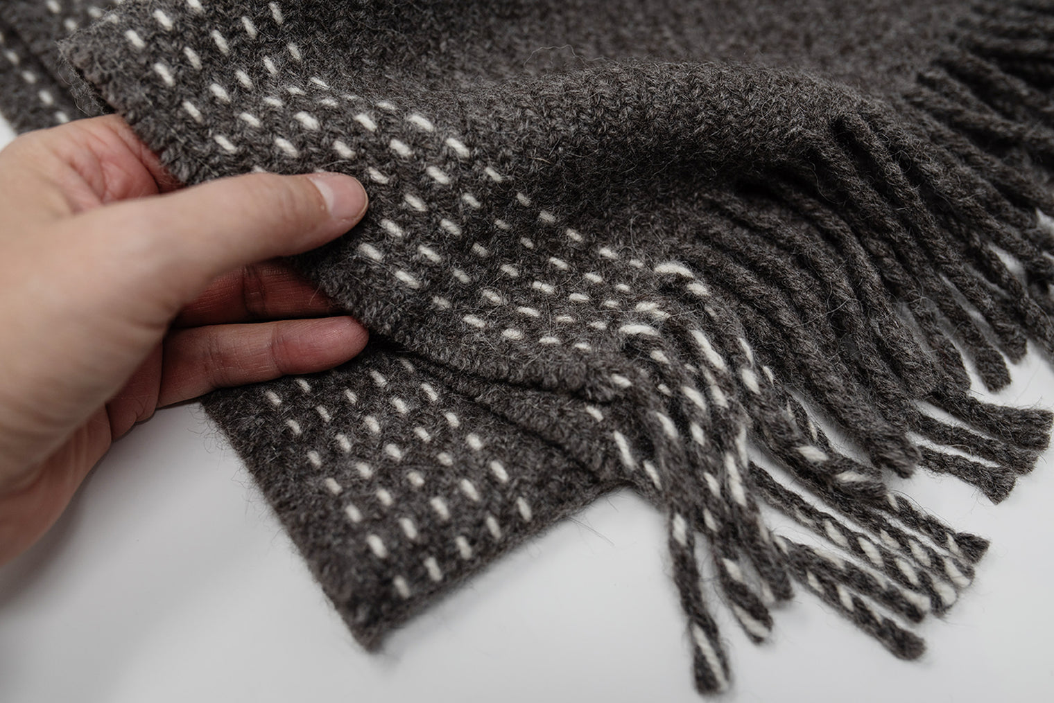 Multi Stitched ECO Scarf w/Twisted Fringes