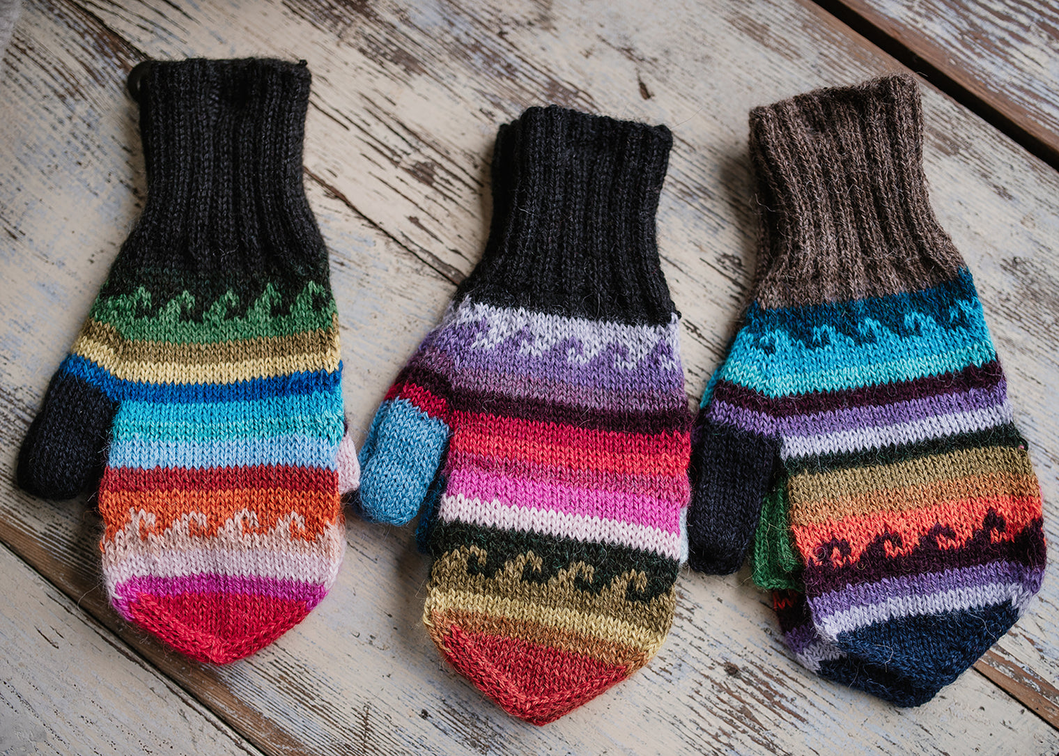 Hand Knit Adult Fiesta Glittens