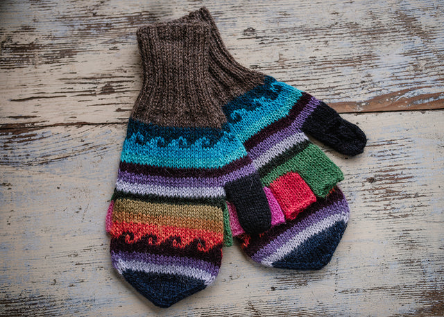 Hand Knit Adult Fiesta Glittens