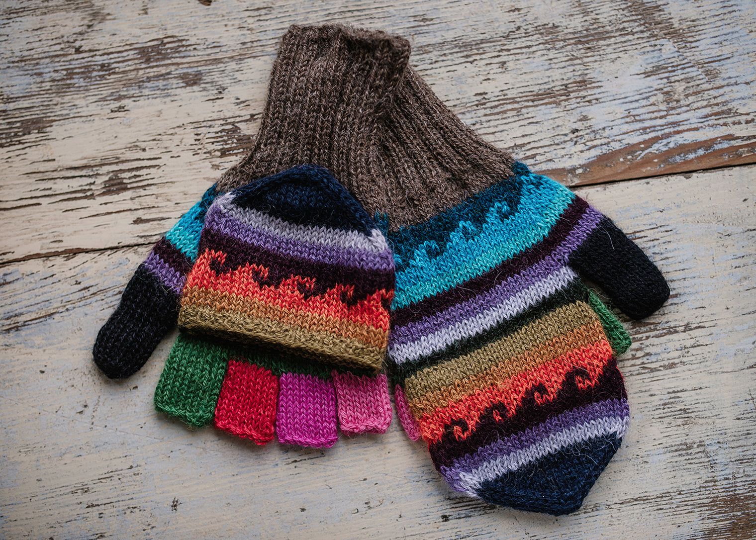 Hand Knit Adult Fiesta Glittens