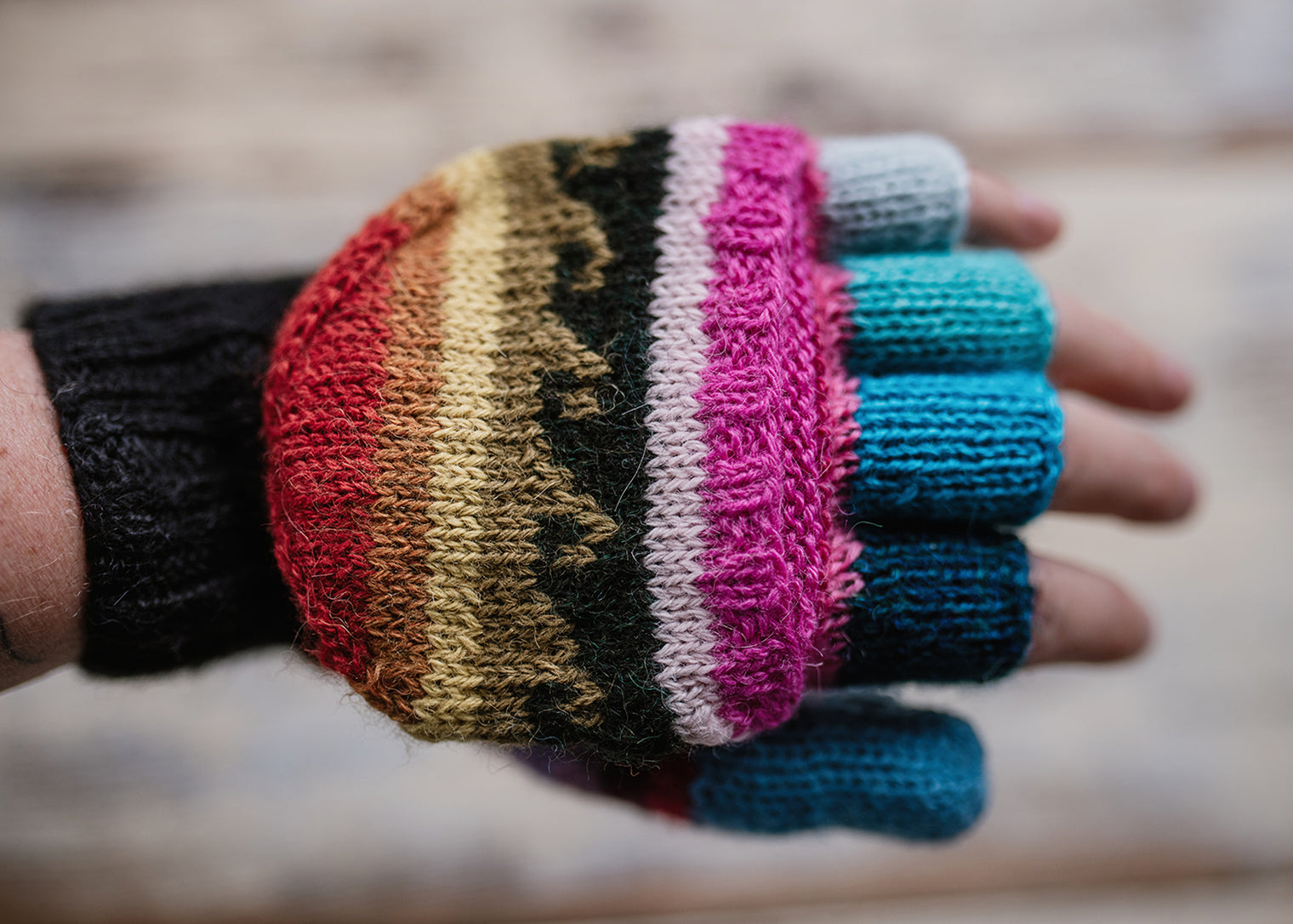 Hand Knit Adult Fiesta Glittens