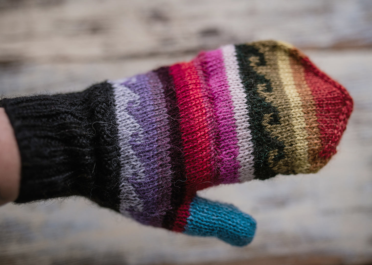 Hand Knit Adult Fiesta Glittens