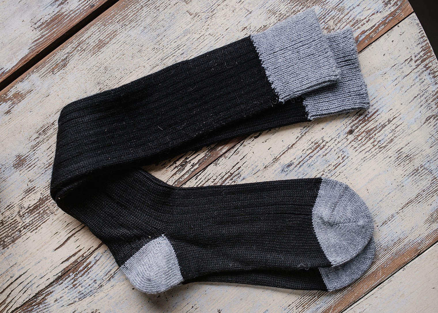 Colourblock Knee High Alpaca Socks