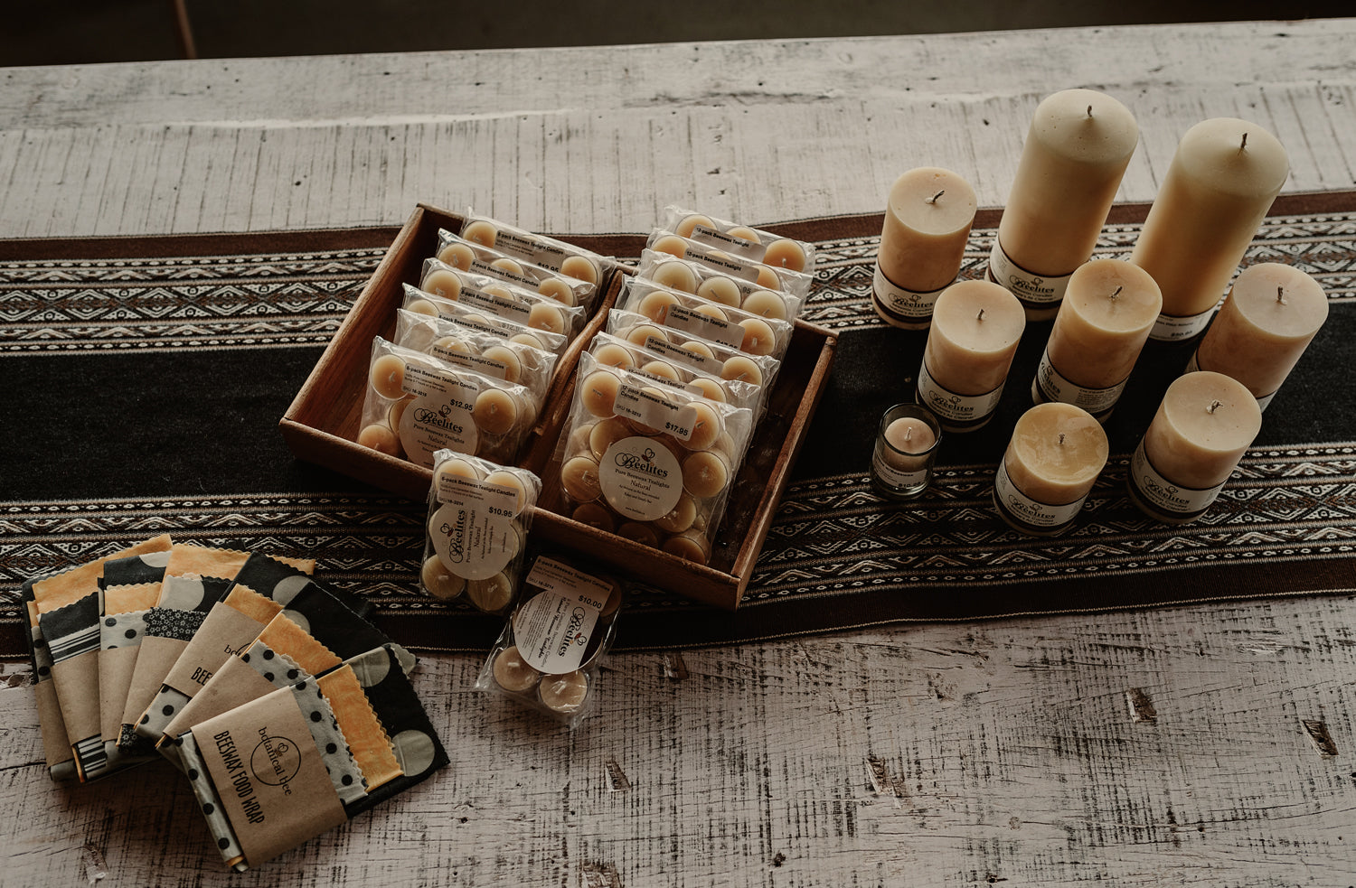 Beelites Natural Beeswax Candles - Flat Top Pillar