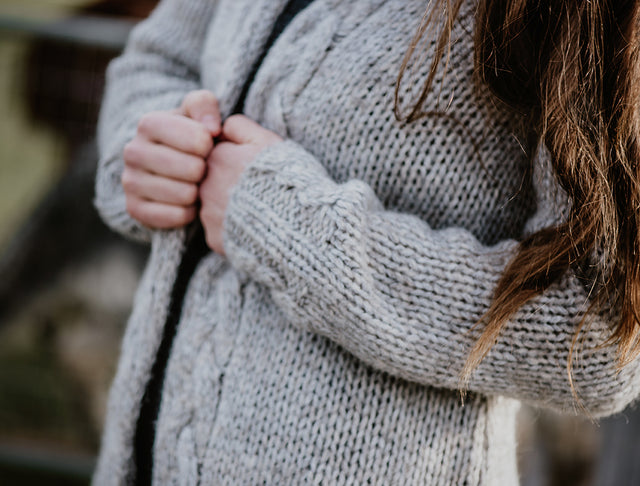 Ladies' Chunky Cable Knit Alpaca Cardigan