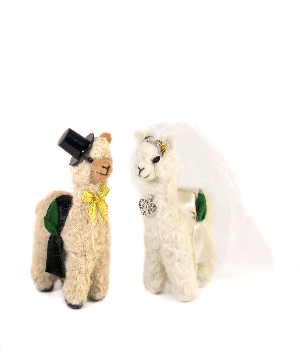 5.5" Felted Standing Alpaca Bridal Set