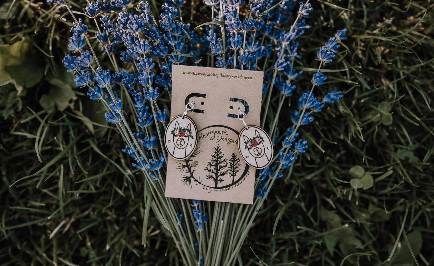 Handmade Wooden Drop Earrings Posts/Backings - .925 Silver