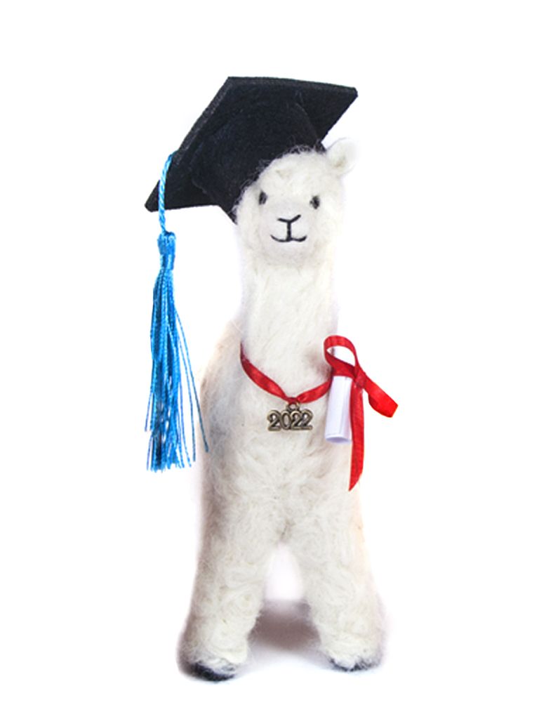 7" Felted Graduation Huacaya Alpaca Sculpture