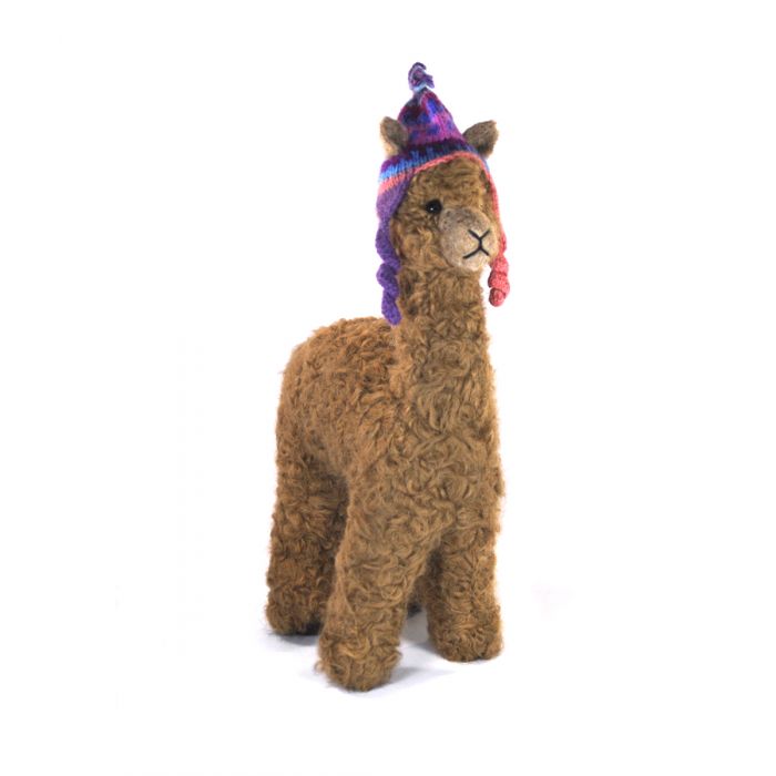 12" Alpaca Felted Sculpture with Chullo