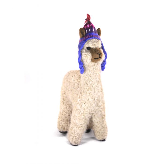12" Alpaca Felted Sculpture with Chullo