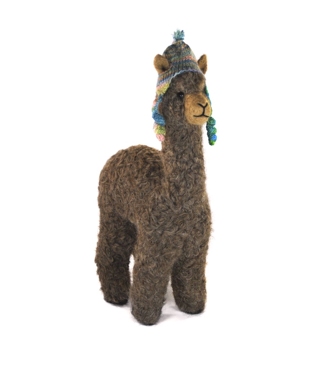 5.5" Felted Huacaya Standing Alpacas