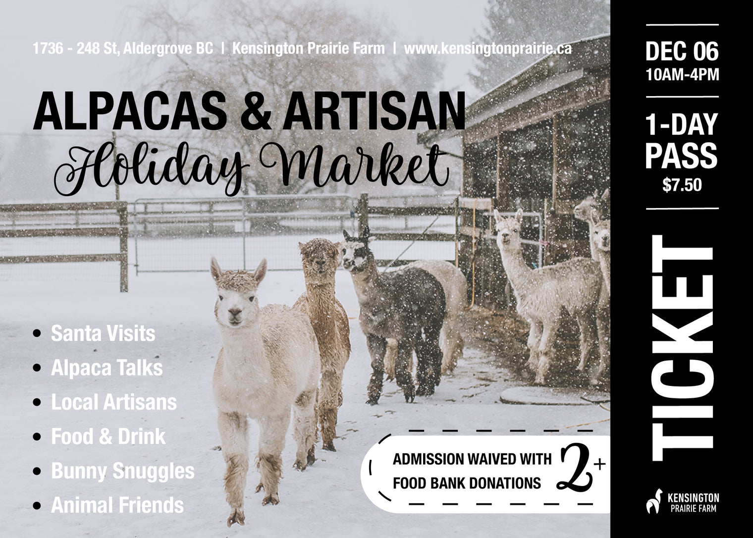 1-Day Pass (Dec 06) - Alpacas & Artisan Holiday Market