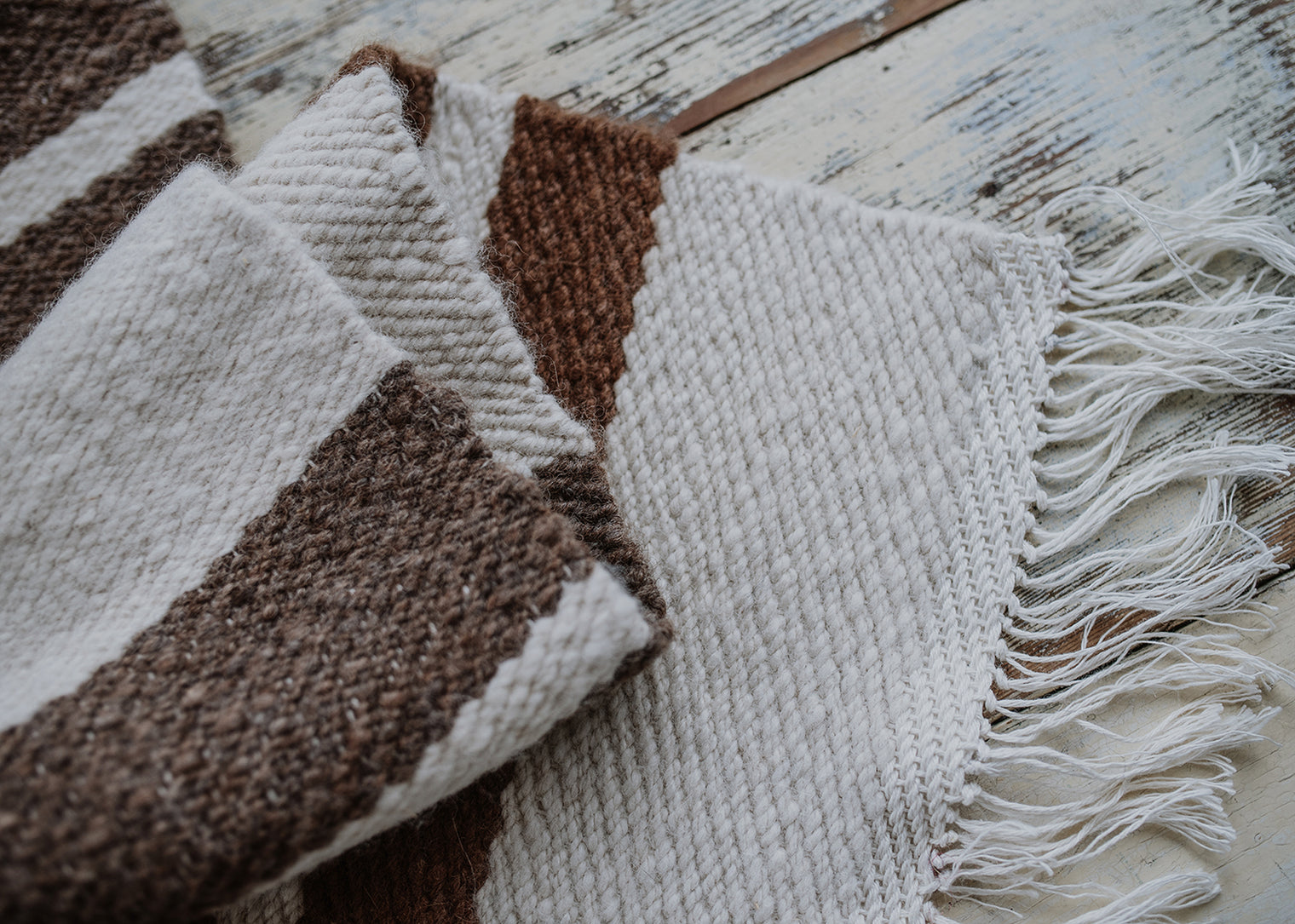 Hand Spun & Woven Reversible Alpaca/Wool Rug