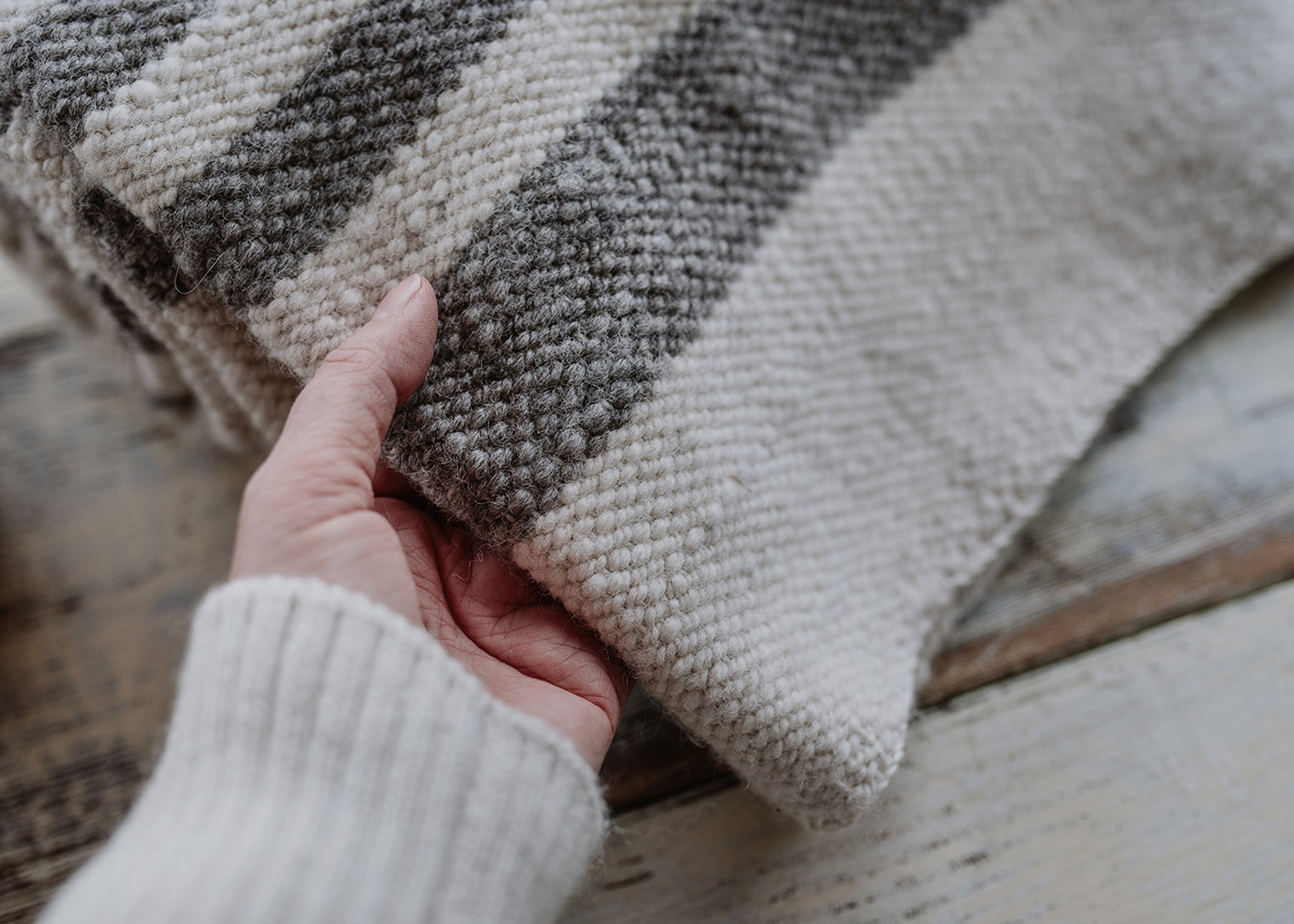 Hand Spun & Woven Reversible Alpaca/Wool Rug