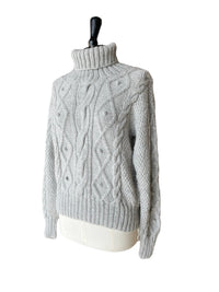 Hand Knit Alpaca Cable Turtleneck Sweater