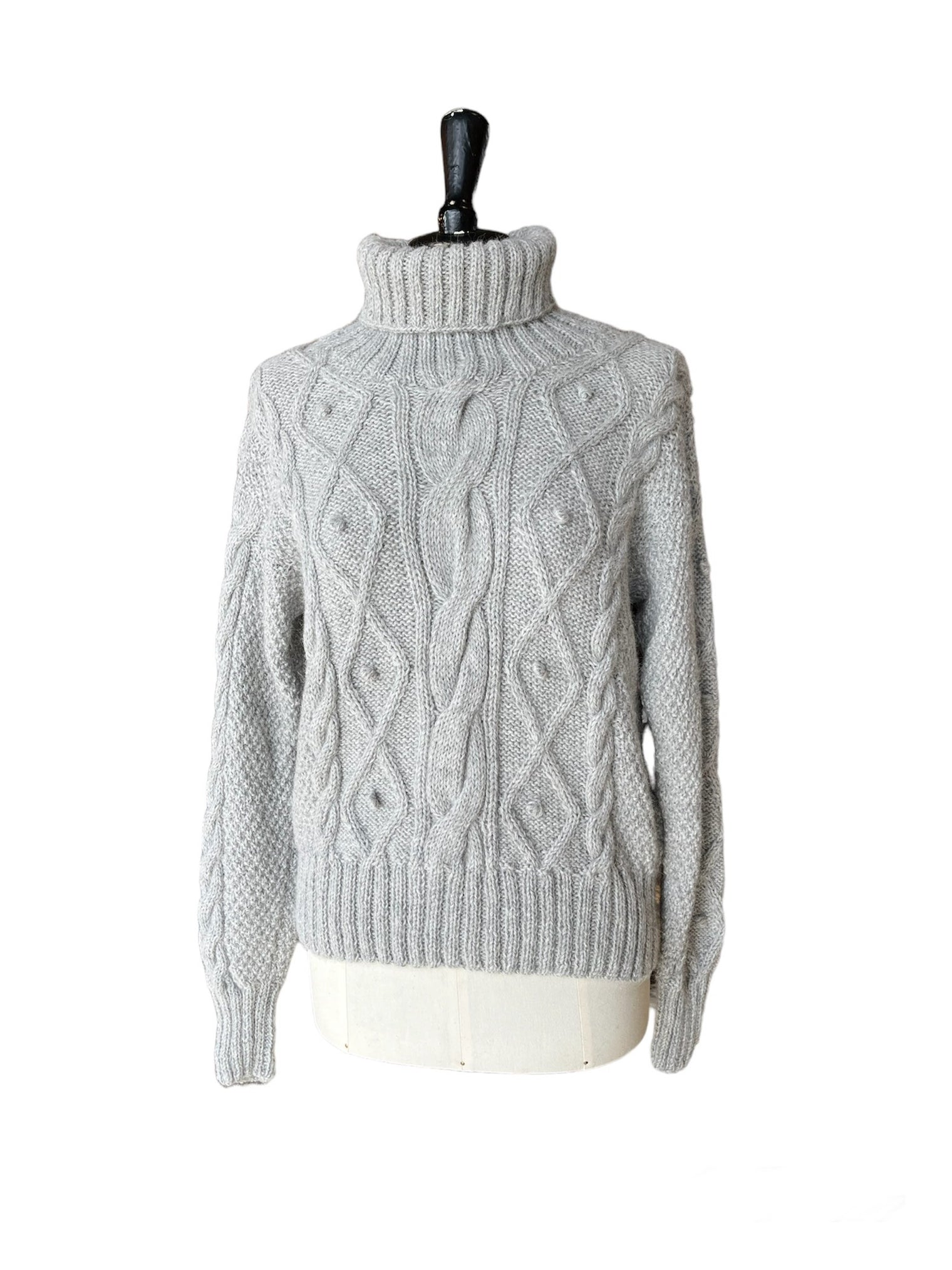 Hand Knit Alpaca Cable Turtleneck Sweater