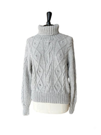 Hand Knit Alpaca Cable Turtleneck Sweater