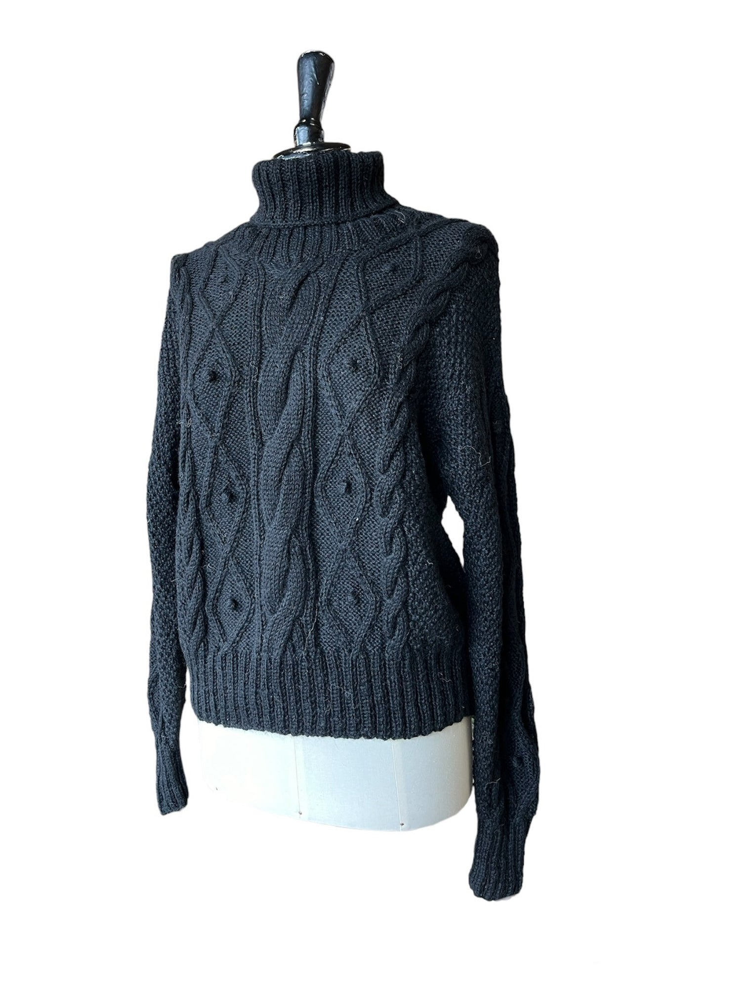 Hand Knit Alpaca Cable Turtleneck Sweater