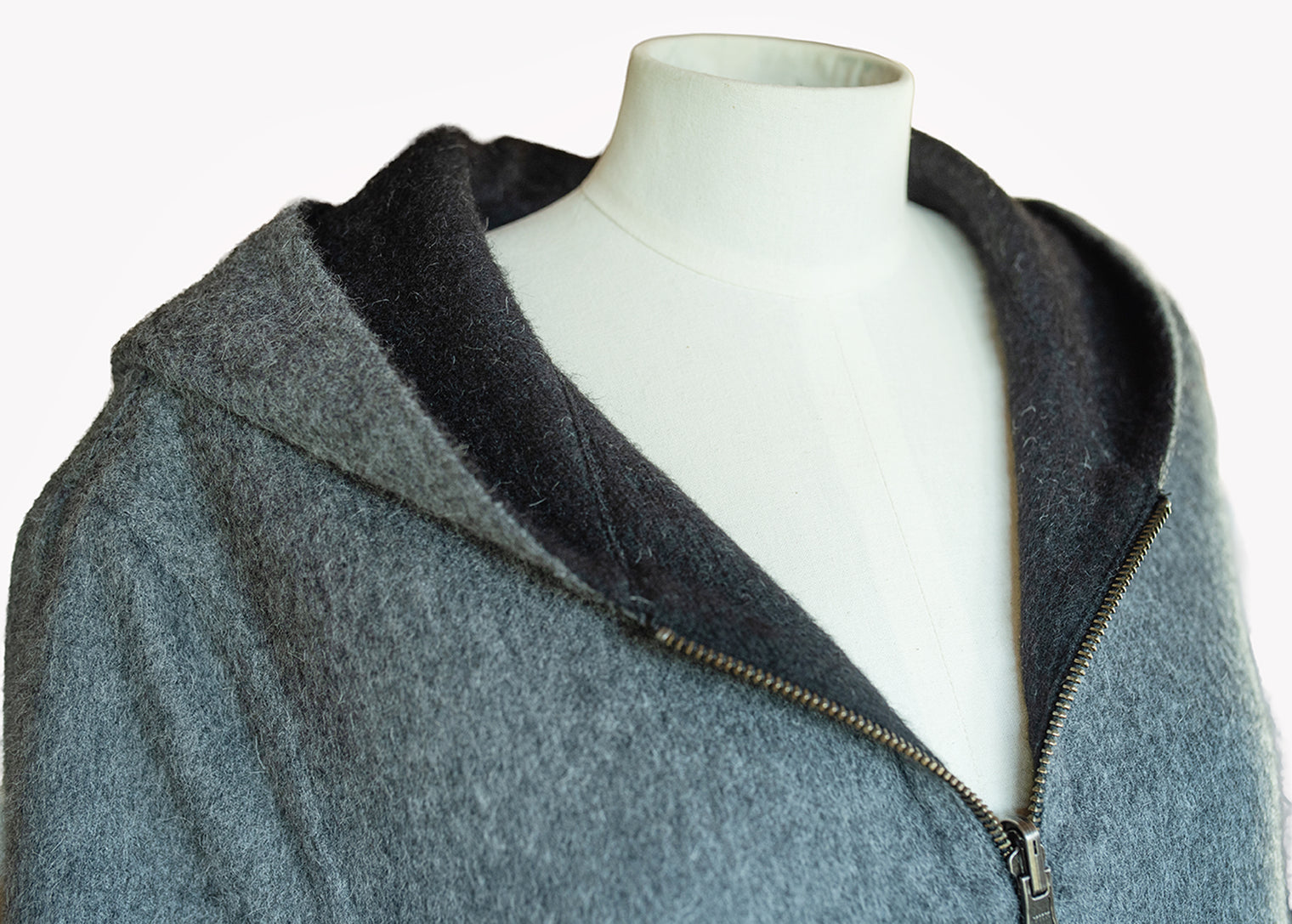 Ladies' Reversible Alpaca Coat with Zipper