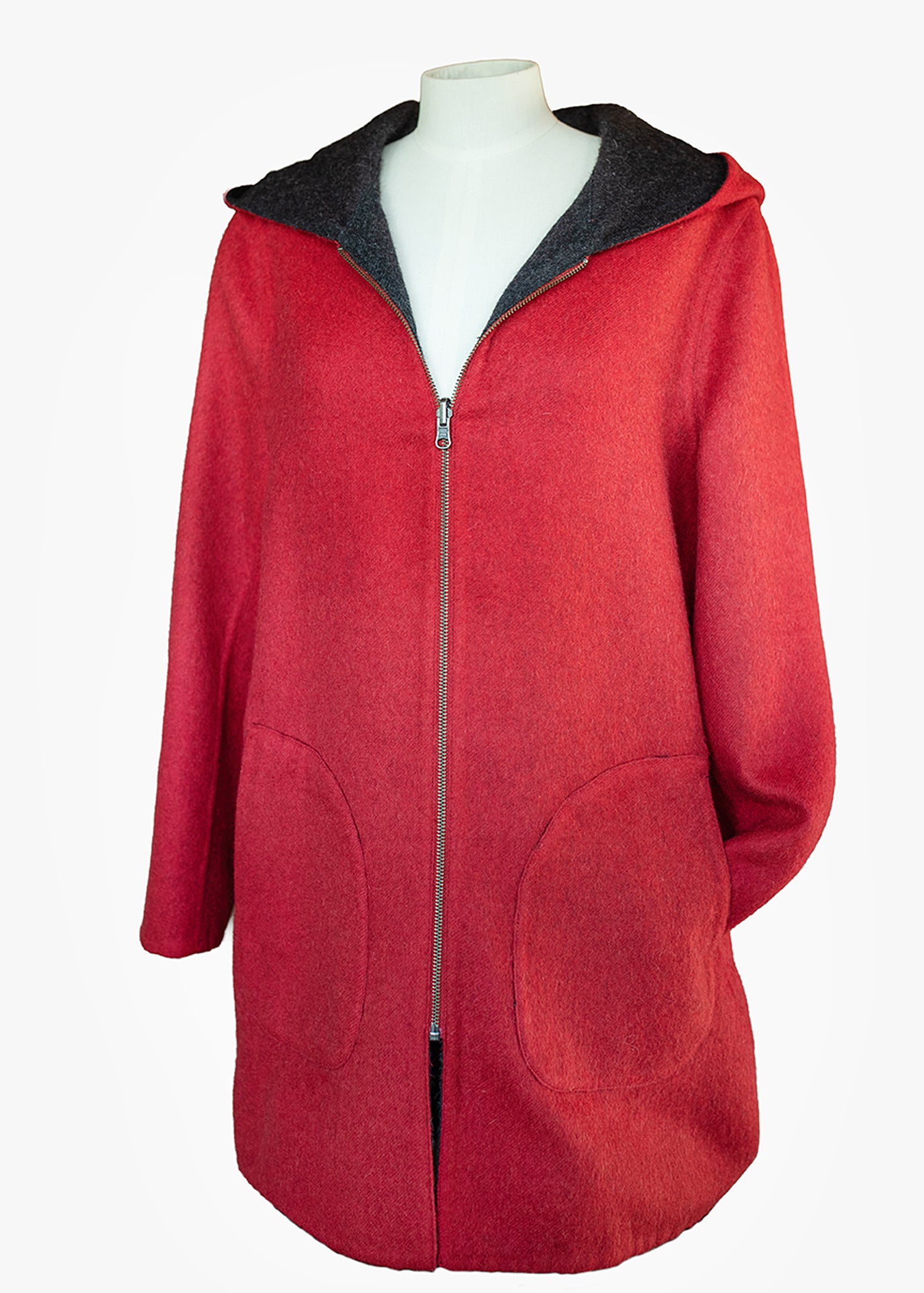 Ladies' Reversible Alpaca Coat with Zipper