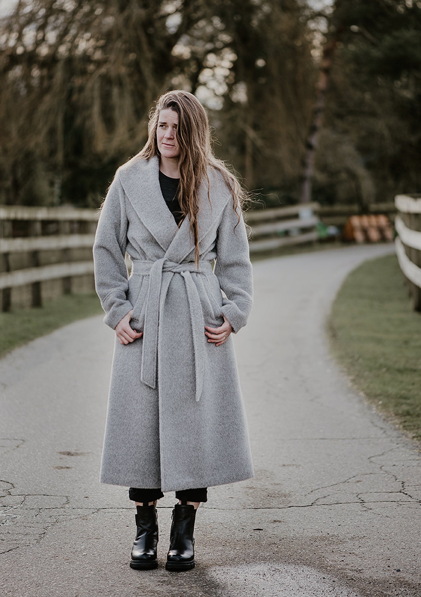 Ladies’ Long Belted Alpaca Coat