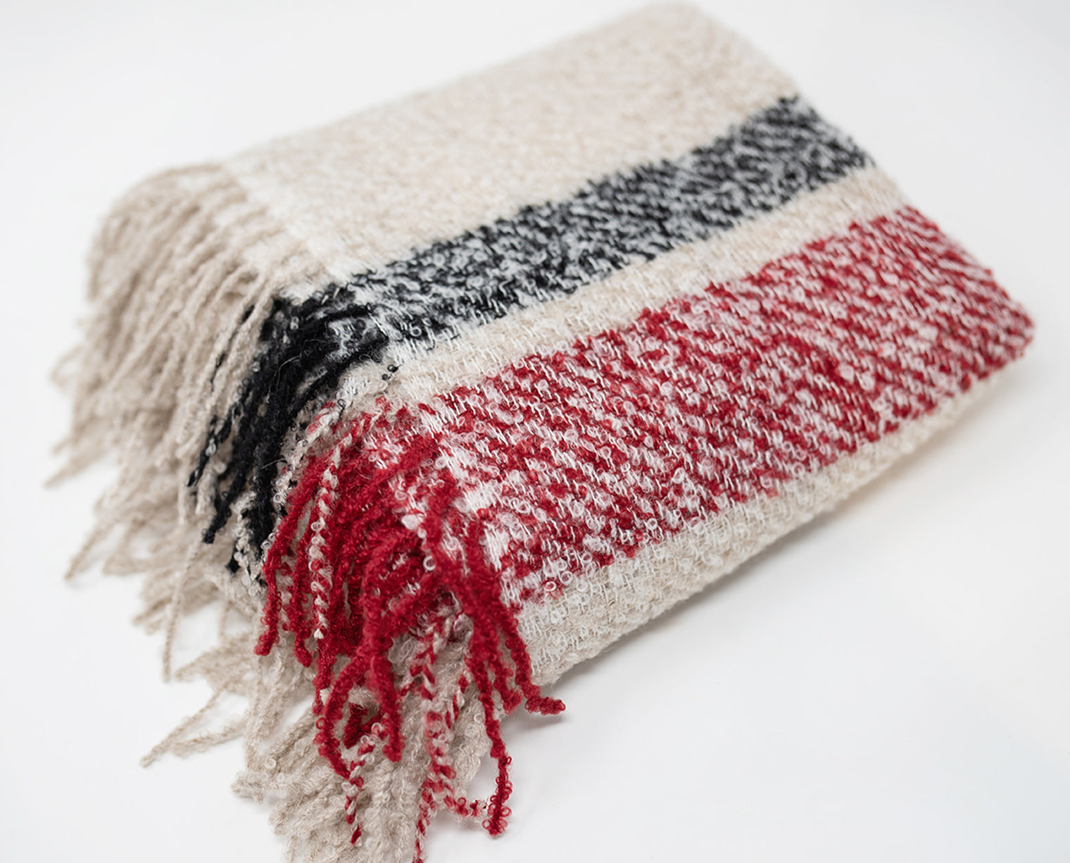 Striped Alpaca Boucle Lap/Travel Throw
