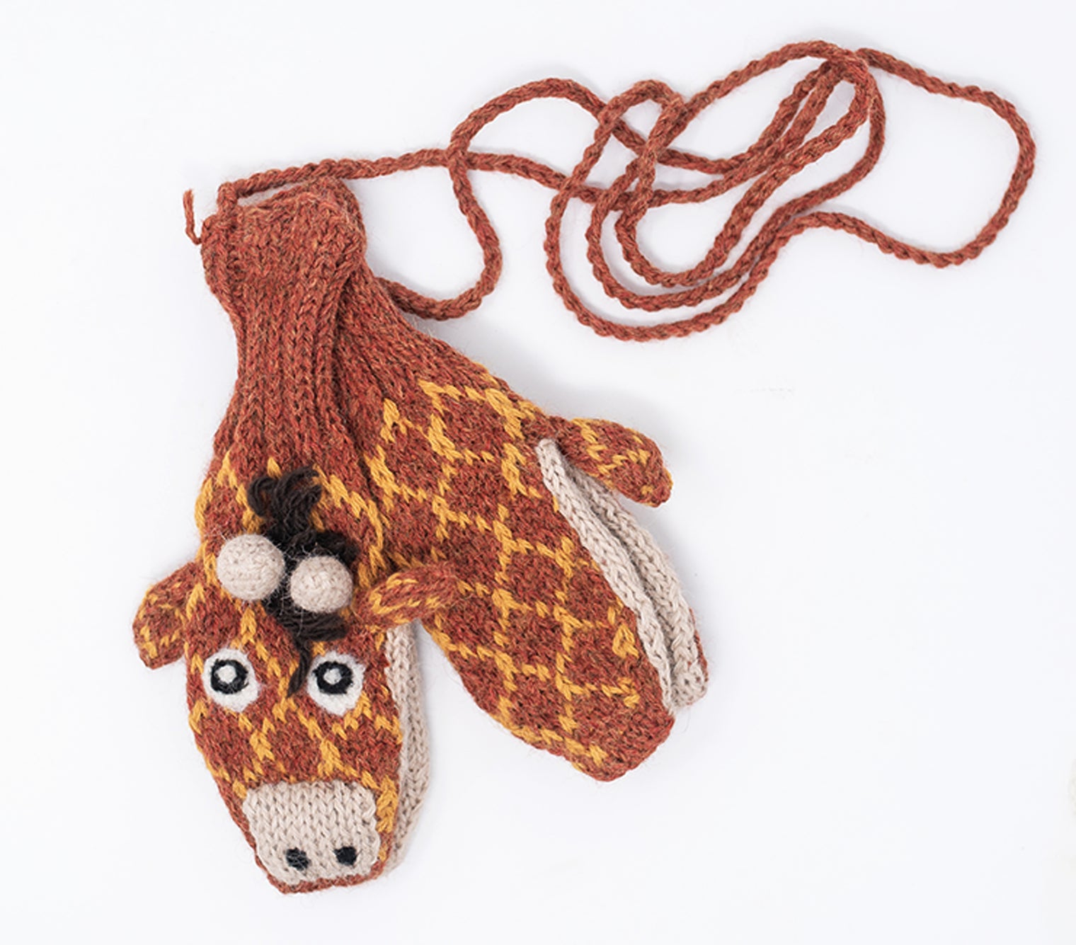 Giraffe Hand Knit Alpaca Mittens