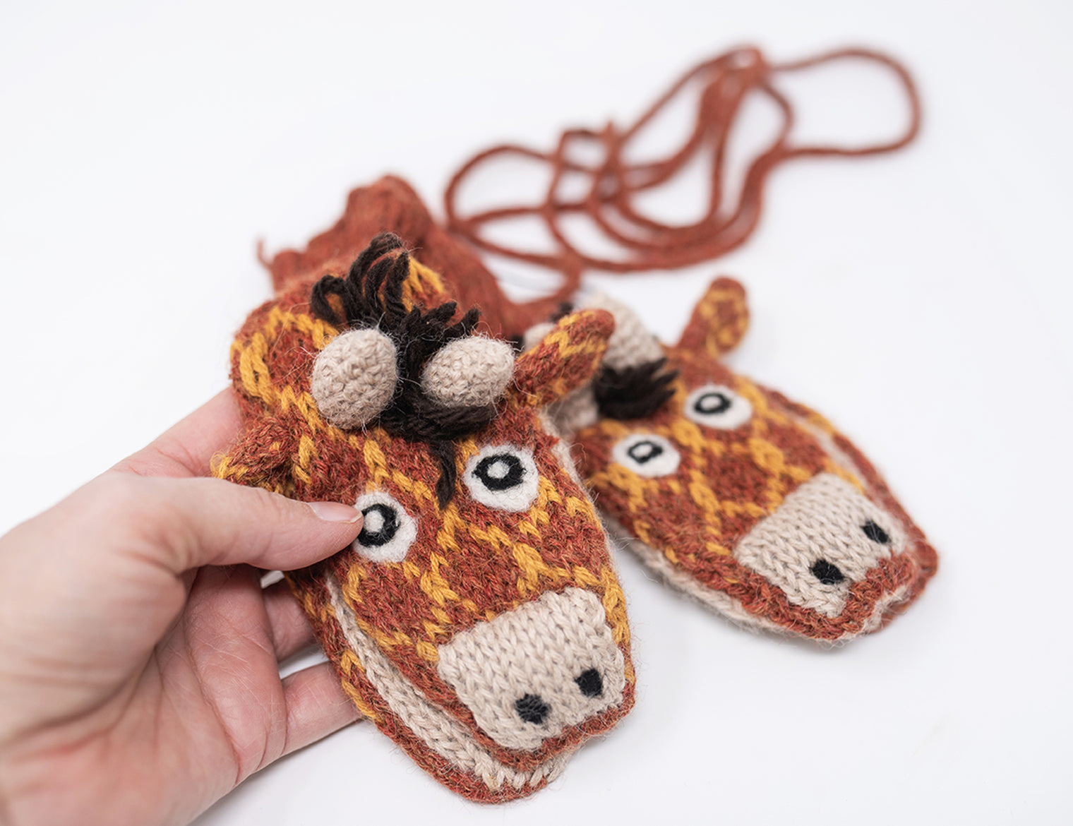 Giraffe Hand Knit Alpaca Mittens