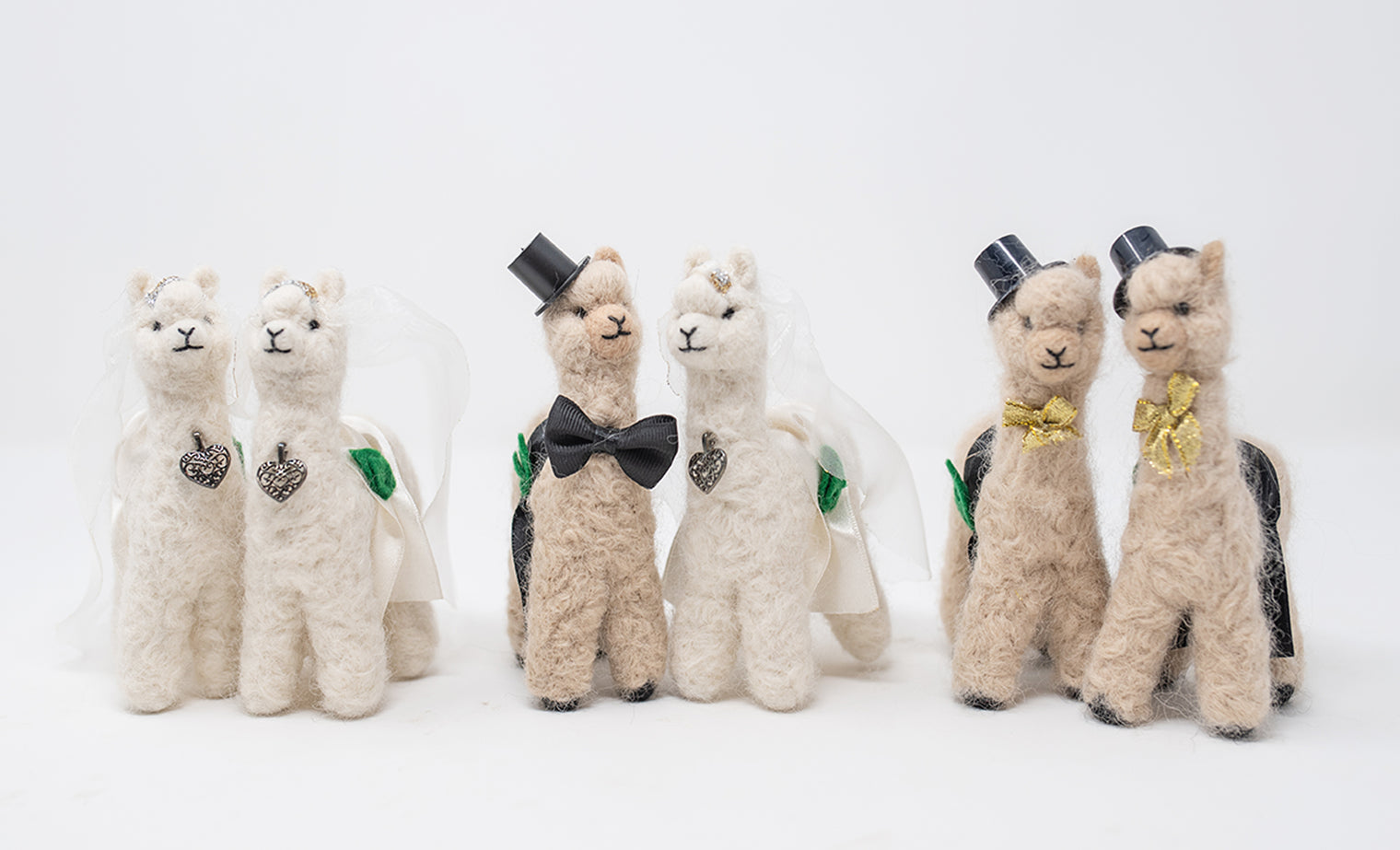 5.5" Felted Standing Alpaca Bridal Set