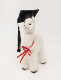 7" Felted Graduation Huacaya Alpaca Sculpture
