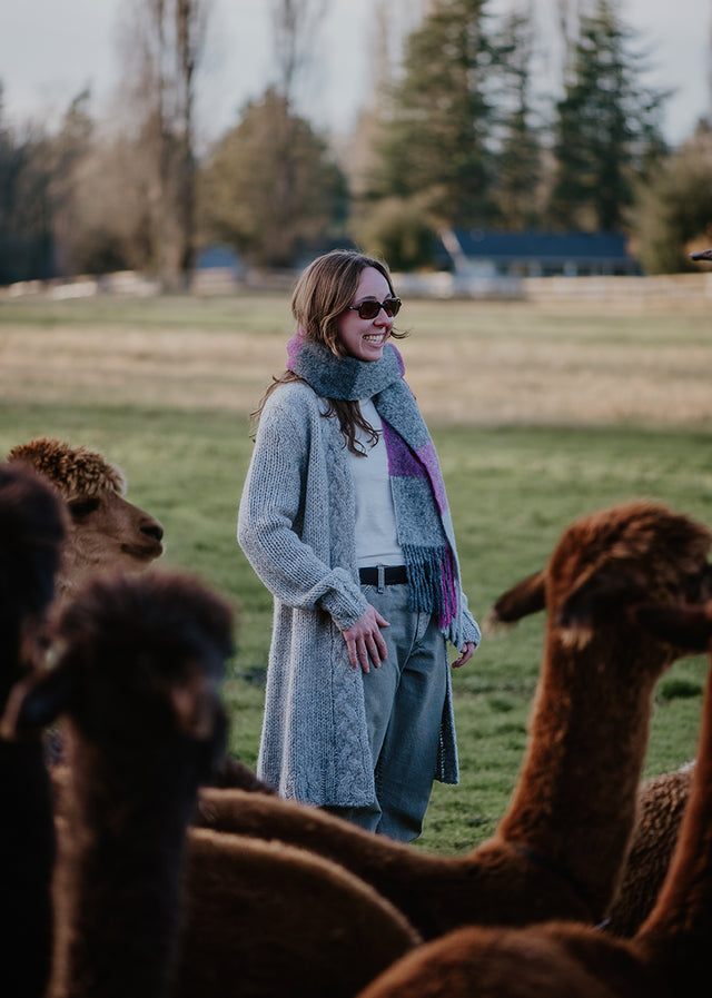 Ladies' Chunky Cable Knit Alpaca Cardigan