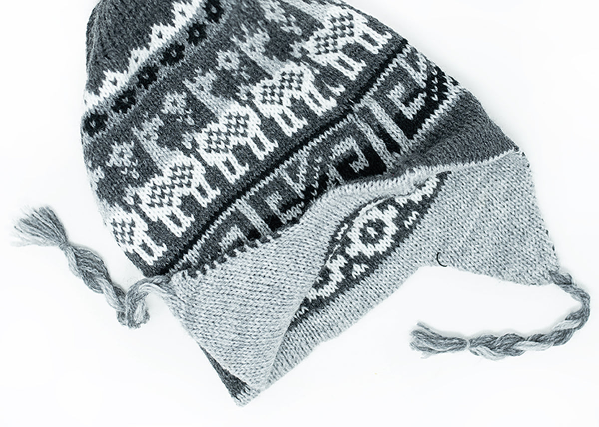 Chullo Hat with Braided Ear Flaps