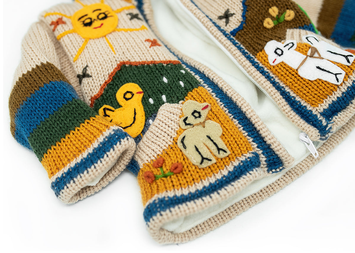 Hand-Embroidered Alpaca Sweater (Fleece-Lined)