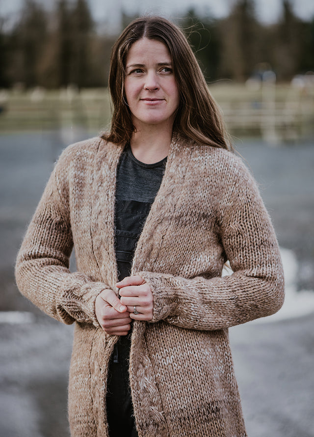Ladies' Chunky Cable Knit Alpaca Cardigan