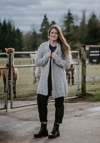Ladies' Chunky Cable Knit Alpaca Cardigan