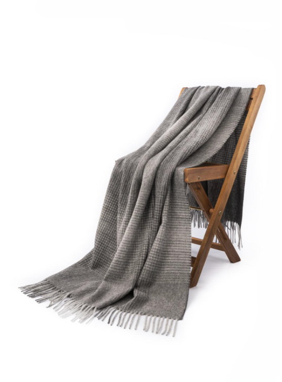 Alpaca Patterned Throw Charcoal/Ivory Plaid
