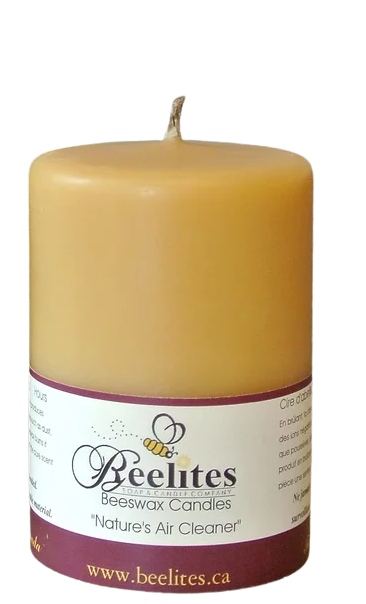 Smooth Pillar Natural Beeswax Candle 3" x 4"